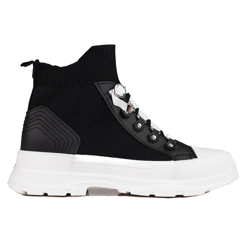 Schwarze Damensneaker mit hohem Shelovet-Obermaterial