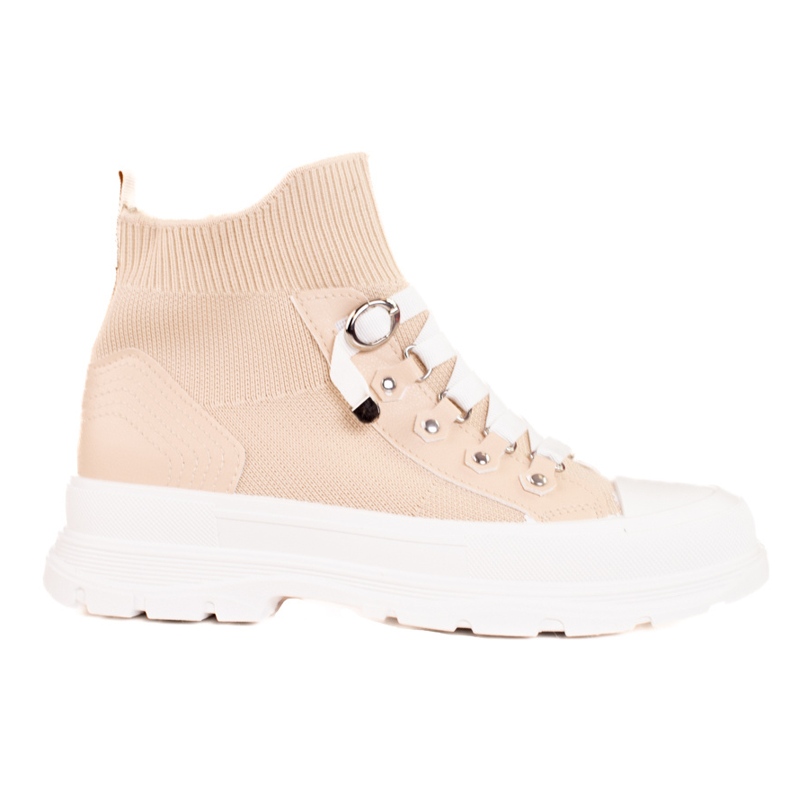 Beige Sneaker für Damen mit hohem Shelovet-Obermaterial braun