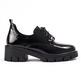 W. Potocki Lackierte Damenschuhe mit Schnürung Potocki schwarz