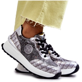 Sportschuhe für Damen auf Keilabsatz GOE KK2N4083 Silber silber-