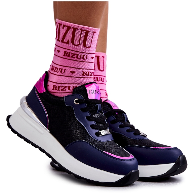 Sportschuhe für Damen auf Wedge GOE KK2N4081 Schwarz-Marineblau