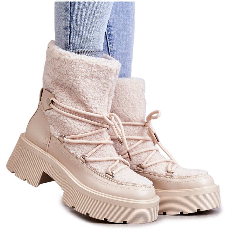 FS1 Damen-Schneestiefel mit Lammfell Beige Sanna braun