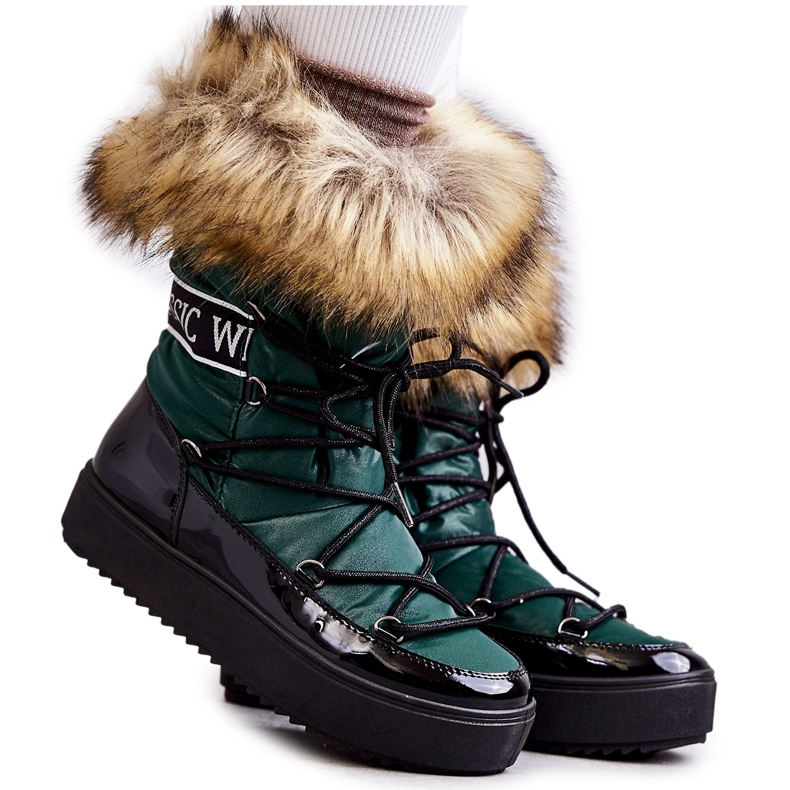 FM1 Schneestiefel zum Schnüren für Damen Grün Santero