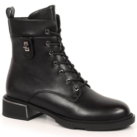 Schwarze Damen-Schnürstiefel von Filippo mit Reißverschluss