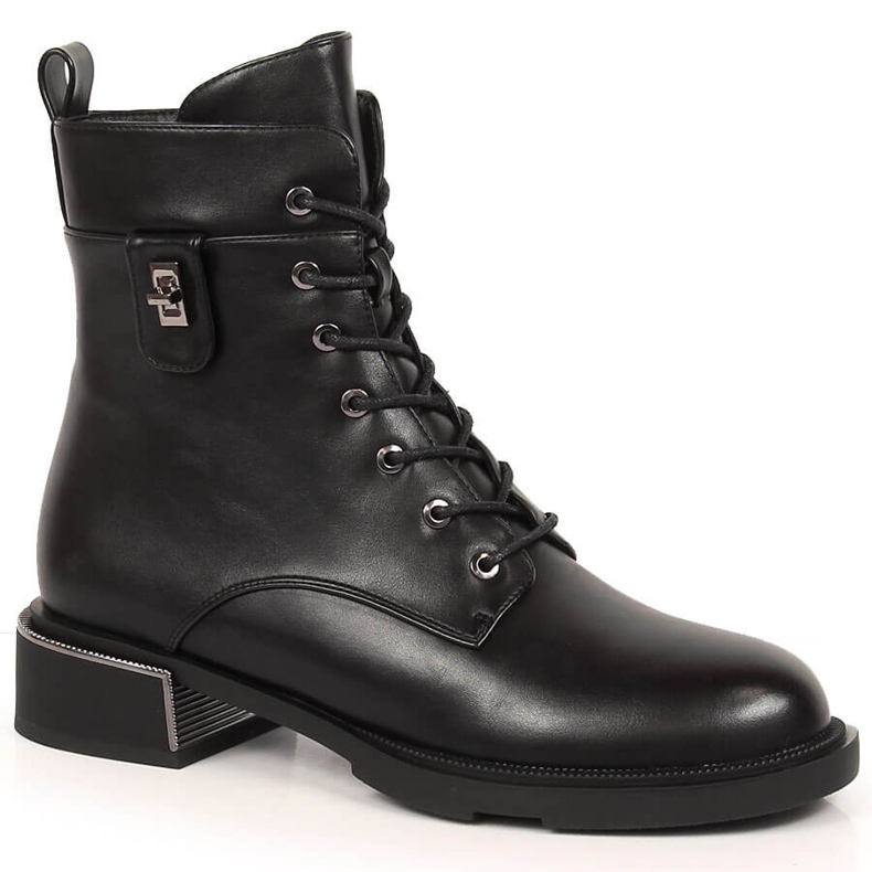 Schwarze Damen-Schnürstiefel von Filippo mit Reißverschluss