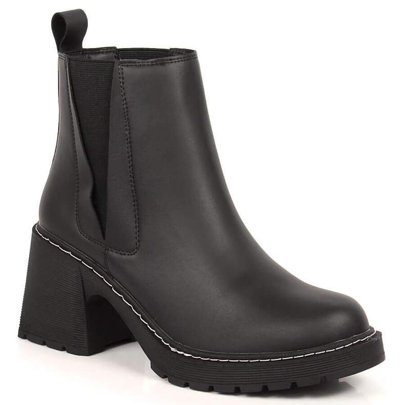 Damen-Leder-Chelsea-Stiefel auf der Post, ein Slip-on, warmer schwarzer Artiker