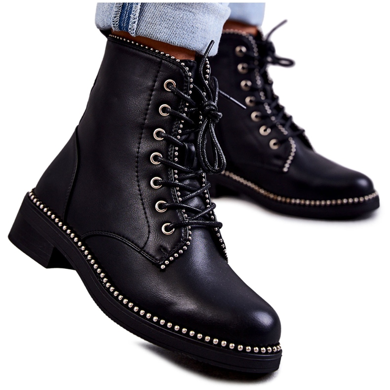 PG1 Damenstiefel mit Nieten Schwarz Rostill