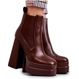 Eco-Leder-Stiefel für Damen mit massivem Absatz Brown Jones braun