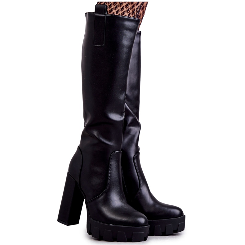 WS1 Modische Eco-Lederstiefel auf der schwarzen Isabell-Plattform