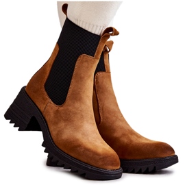 FE1 Warme Damenstiefel auf High Heel Camel Abella braun