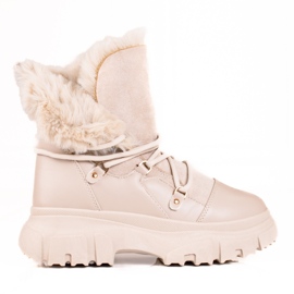Beige Damen-Schneestiefel mit Shelovet-Pelz