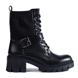 Shelovet-Schnürtaschen für Damen mit flexiblem Obermaterial schwarz