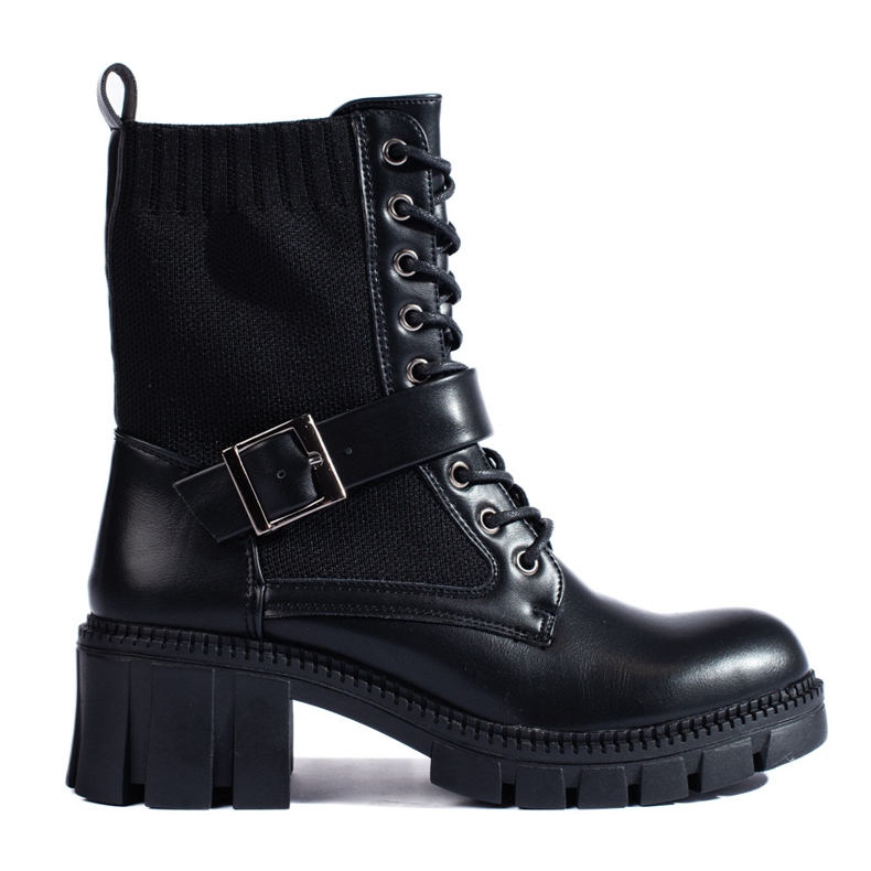 Shelovet-Schnürtaschen für Damen mit flexiblem Obermaterial schwarz