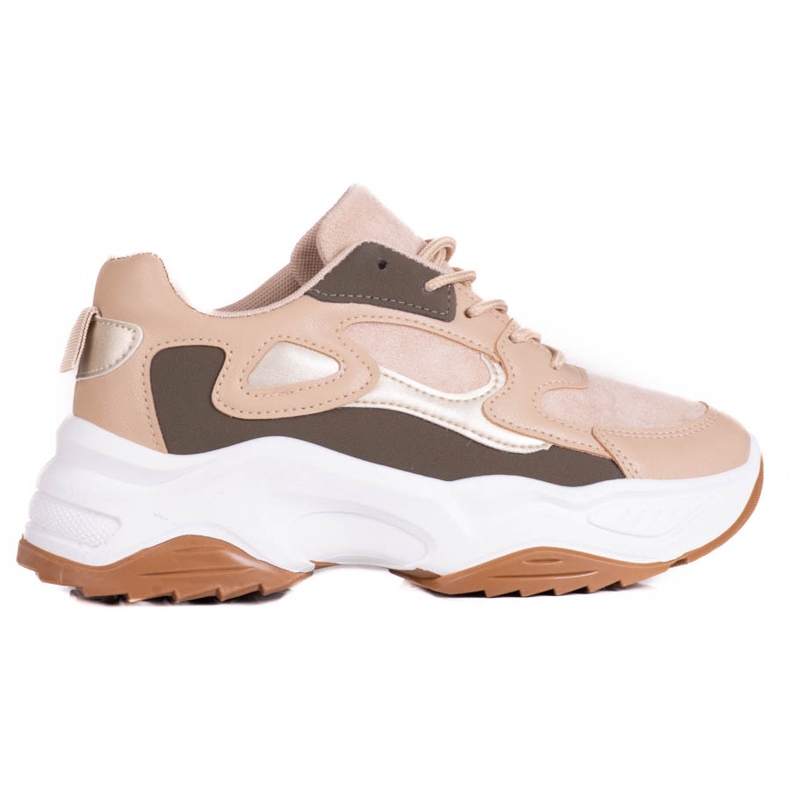 Shelovet geschnürte Damen-Sneakers auf hohem Plateau in Beige braun mehrfarbig