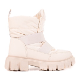 Shelovet-Schneestiefel für Damen auf einem dicken beigefarbenen Plateau braun