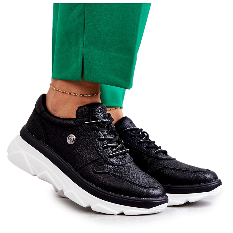 Vinceza Sportschuhe aus schwarzem Leder für Damen Camrose