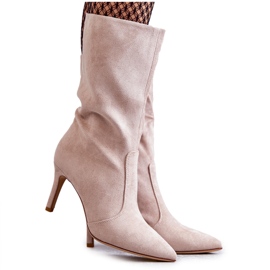 PS1 Wildleder High Heel Stiefel Beige Arison braun