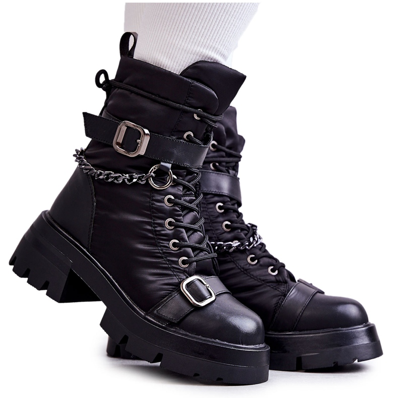 Damen Schneestiefel mit Kette GOE KK2N4018 Schwarz