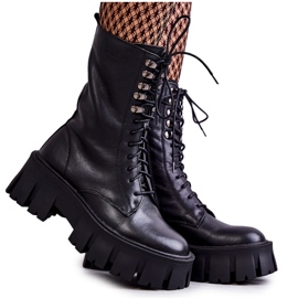 Warme Stiefel aus Leder GOE KK2N4013 Schwarz
