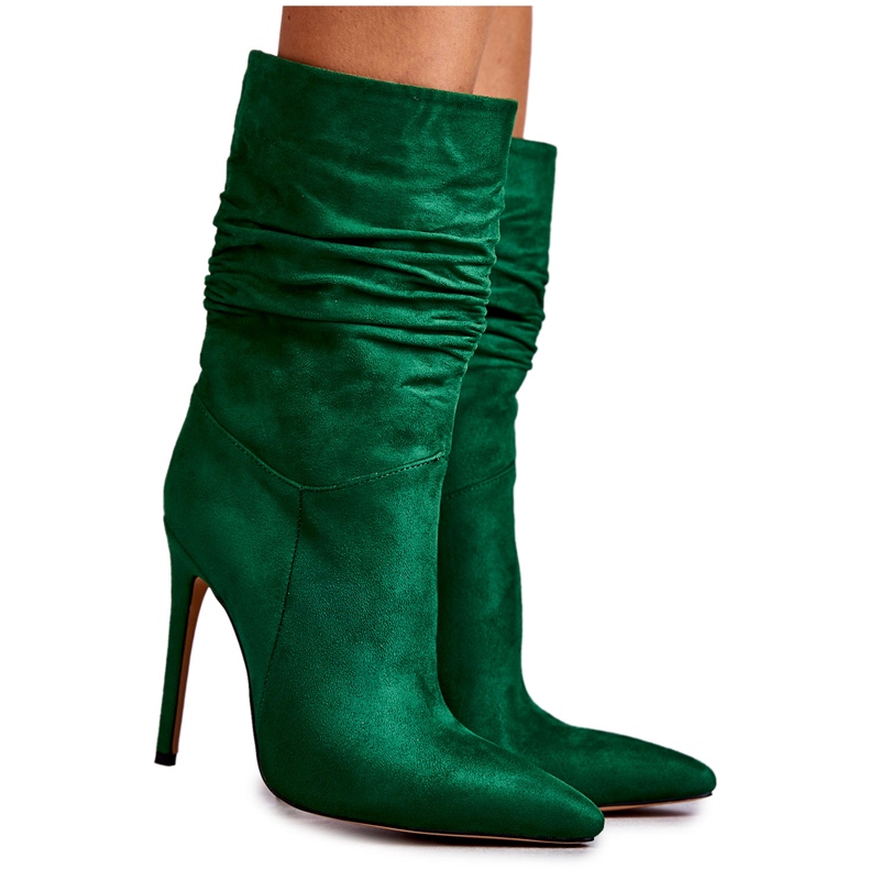 FS1 Geknitterte Damenstiefel Grüne Laguna