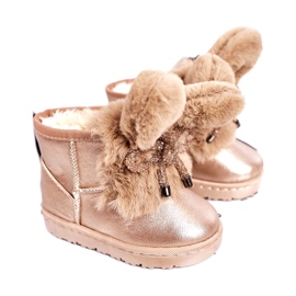 Kinder Schneestiefel mit Fell mit Ohren Pink Gold Bunny rosa golden