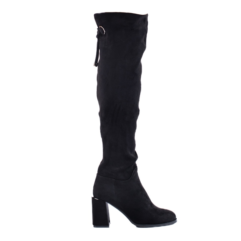 Eleganter Shelovet Overknee-Stiefel für Damen aus ökologischem Wildleder in Schwarz