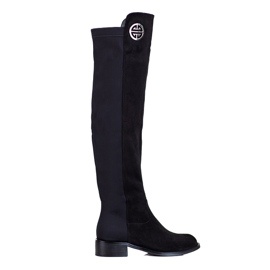 Overknee-Stiefel Shelovet für Damen mit flachem Absatz schwarz