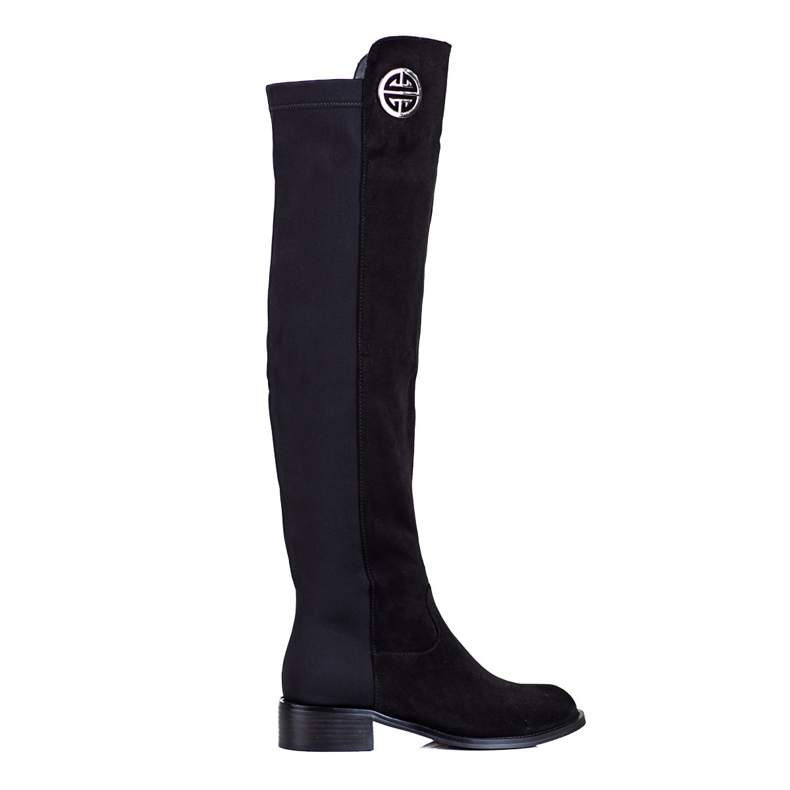 Overknee-Stiefel Shelovet für Damen mit flachem Absatz schwarz