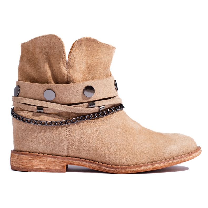 Cowboystiefel aus Wildleder für Damen mit Keilabsatz Shelovet beige