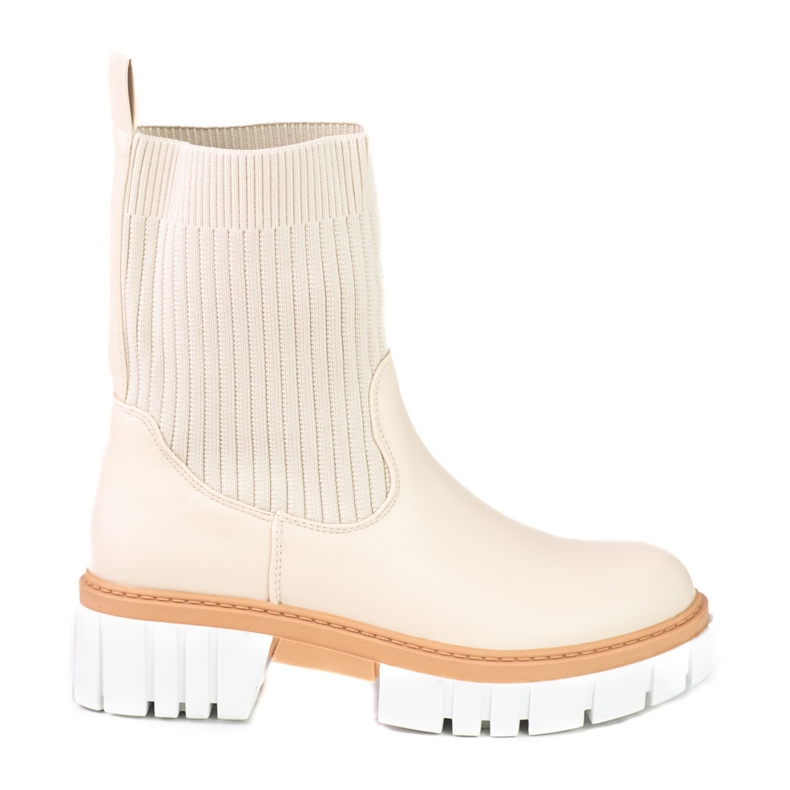 Beige Shelovet Damenstiefel mit flexiblem Obermaterial