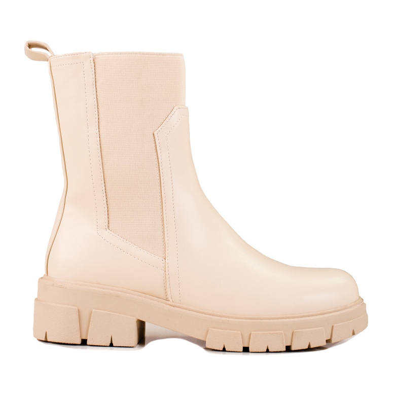 Beige Stiefel von Vinceza für Damen mit hohem Schaft