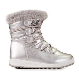 Schneestiefel für Damen auf der silbernen Shelovet-Plattform