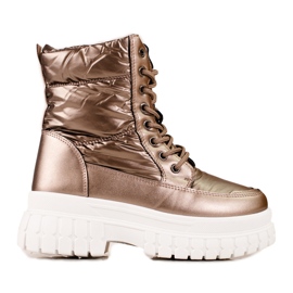 Braune Schneestiefel für Damen mit Shelovet-Schnürung