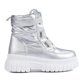 Damen-Schneestiefel mit silbernem Klettverschluss