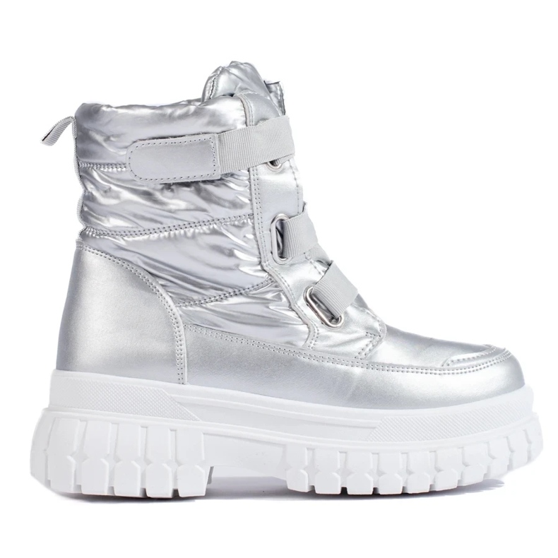 Damen-Schneestiefel mit silbernem Klettverschluss silber-