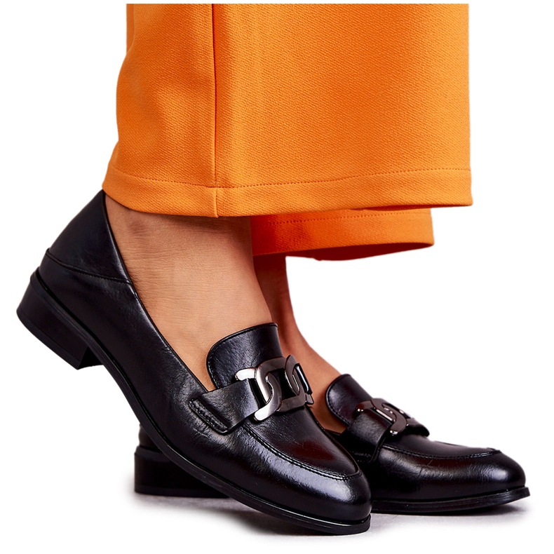 Vinceza Modischer Leder-Loafer Black Trine schwarz