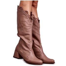 PA2 Knielange Lederstiefel dunkelbeige Andreia braun