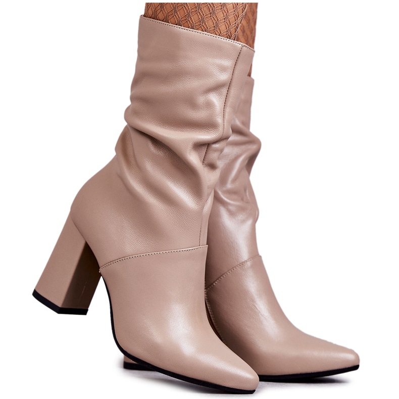 Lederstiefel mit hohem Absatz Laura Messi 2560 Beige braun