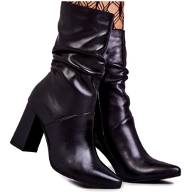 Lederstiefel mit hohem Absatz Laura Messi 2560 Schwarz