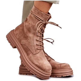 S.Barski Damen Wildlederstiefel Gebunden Camel Afra braun