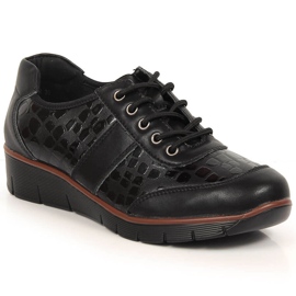 Schwarze Lederschnürschuhe für Damen Filippo