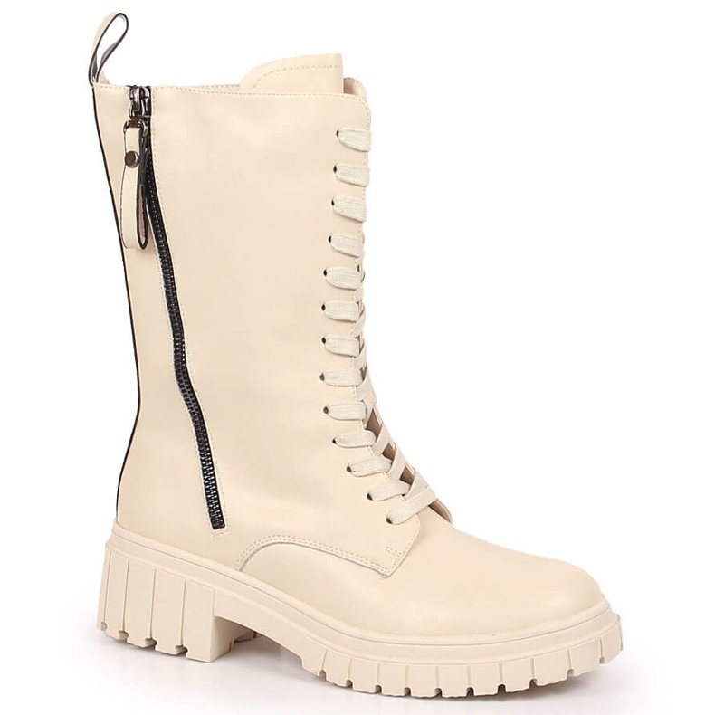 Lederhalbstiefel, gefüttert beige Artiker