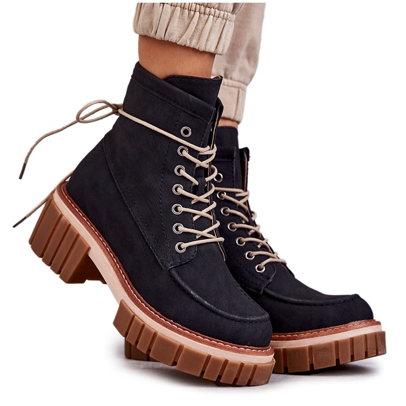 Modische warme Damenstiefel Schwarz Gerda