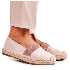 Damen-Slip-On-Espadrilles mit rosafarbenen Zirkonias