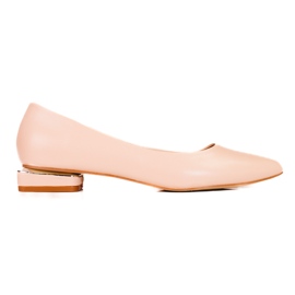 Beige Damenpumps mit niedrigen Absätzen Shelovet