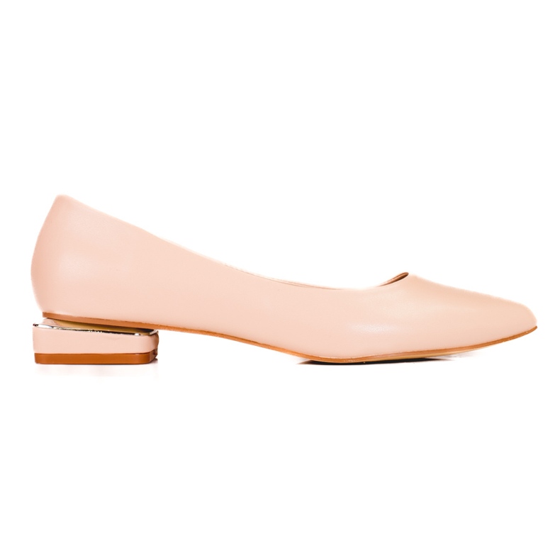 Beige Damenpumps mit niedrigen Absätzen Shelovet