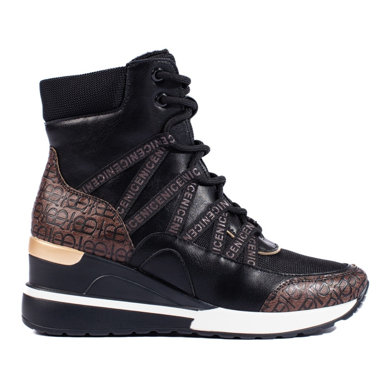 Sportliche Damenstiefel auf dem Vinceza-Keil schwarz