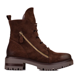 W. Potocki Potocki Arbeitskleidung aus braunem Wildleder für Damen