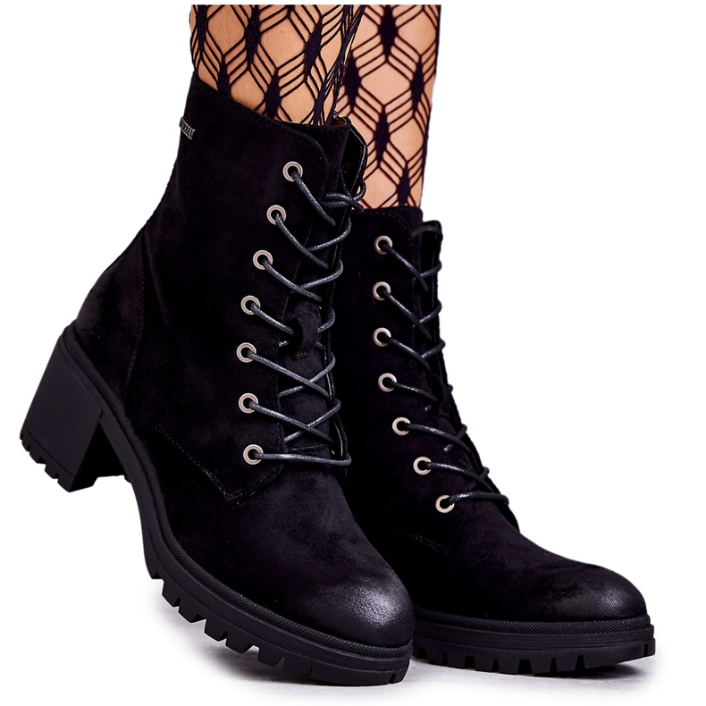 Vinceza Damen-Wildlederstiefel mit Absatz Schwarz Grethe