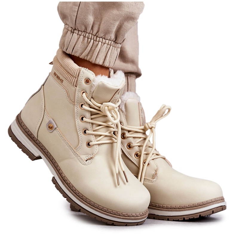 PE1 Warme Damenstiefel Trappers Beige Liv